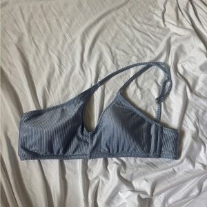 Blue Ribbed Women's Swimsuit Top